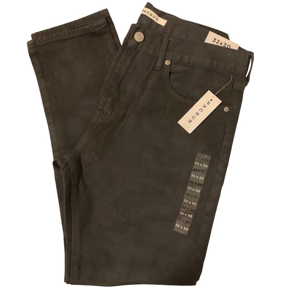 PacSun Mens Slim Taper Jeans 32x30 Washed Black Dark Grey Denim NWT